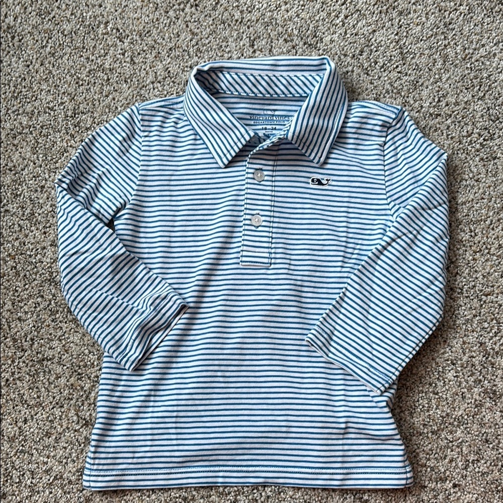 Vineyard Vines Blue and White Striped Polo size 18-24 months